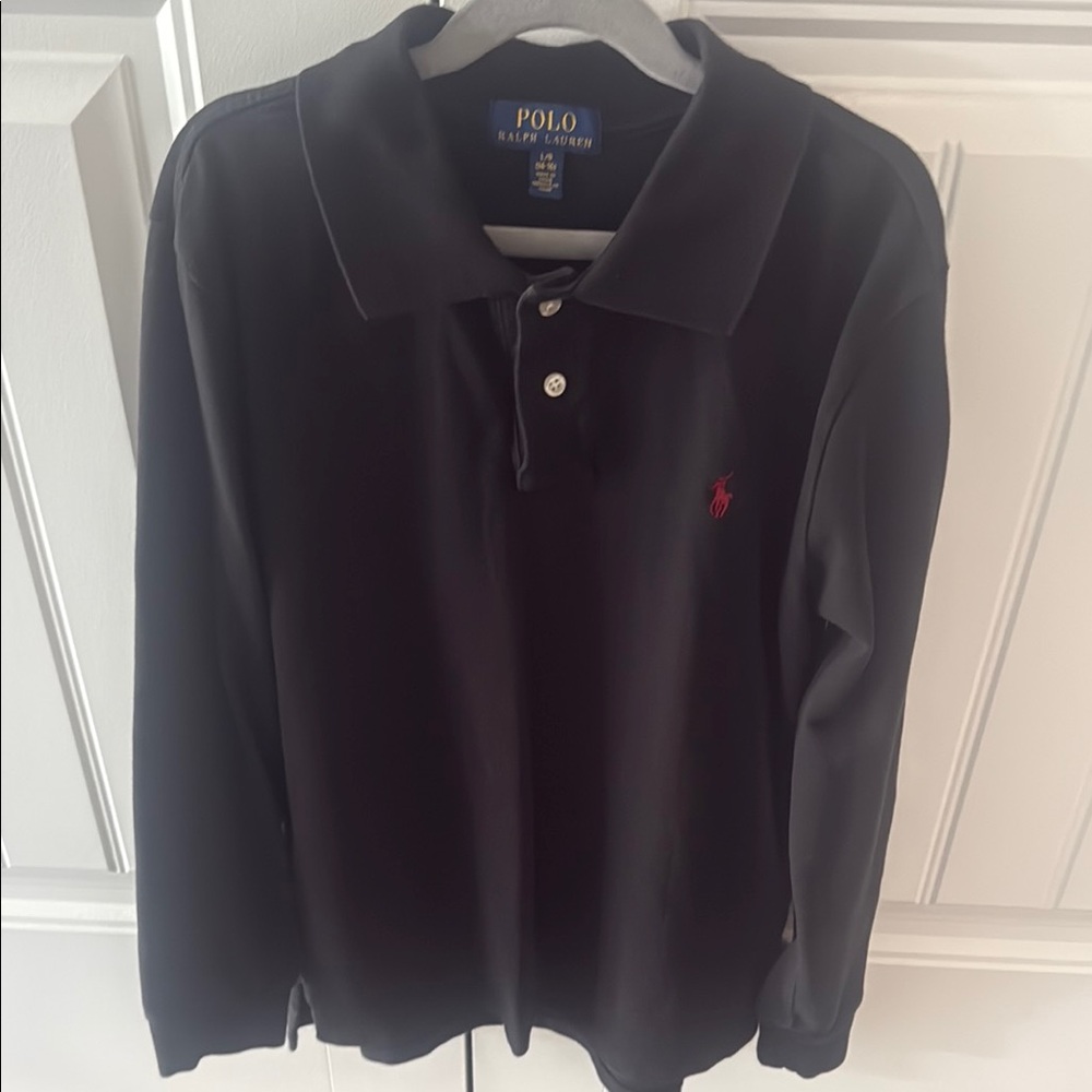 Polo by Ralph Lauren Black Long-Sleeve Polo Shirt 14/16